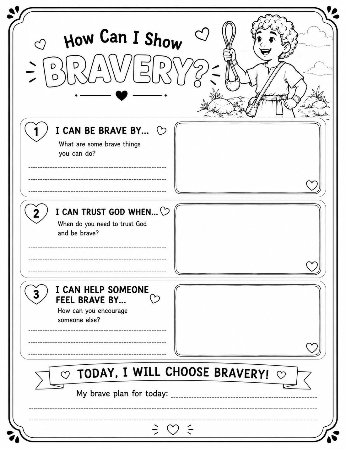 My Friend Jesus: B is for Bravery — David & Goliath Printable Activity Pack