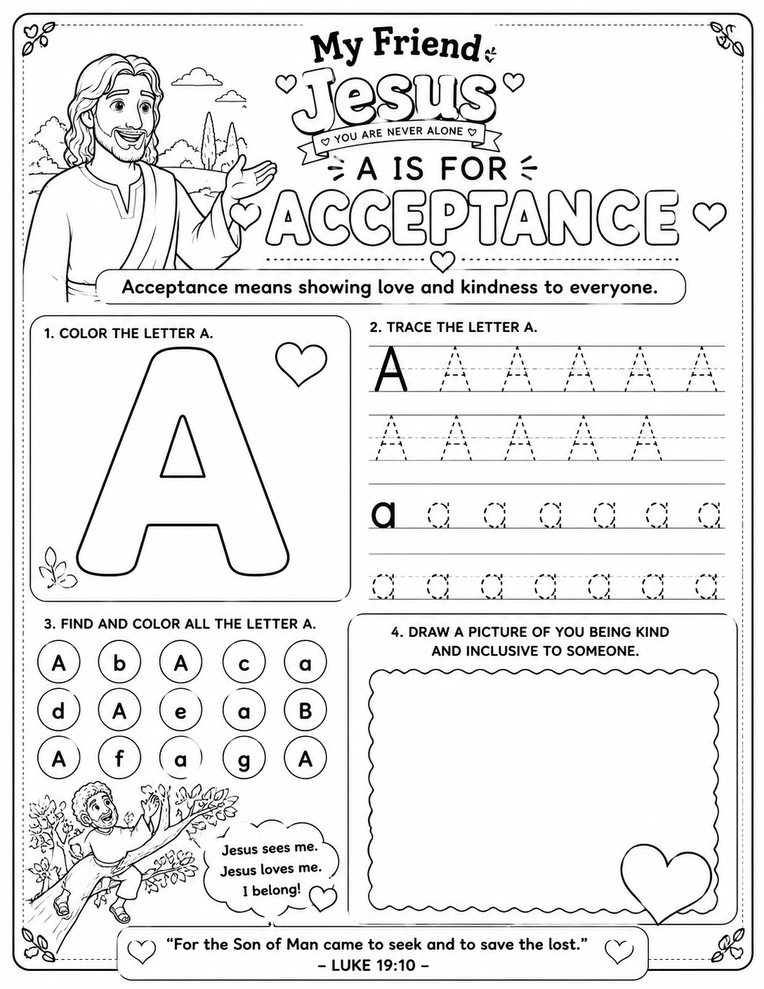 My Friend Jesus | A is for Acceptance Printable Pack