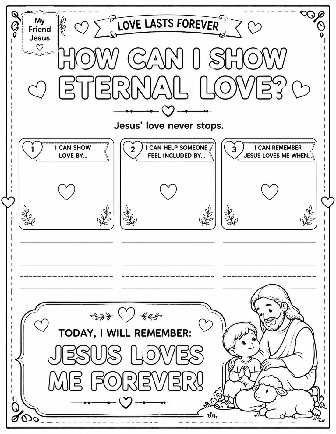 My Friend Jesus: E is for Eternal Love — The Story of the Lost Sheep Printable Pack