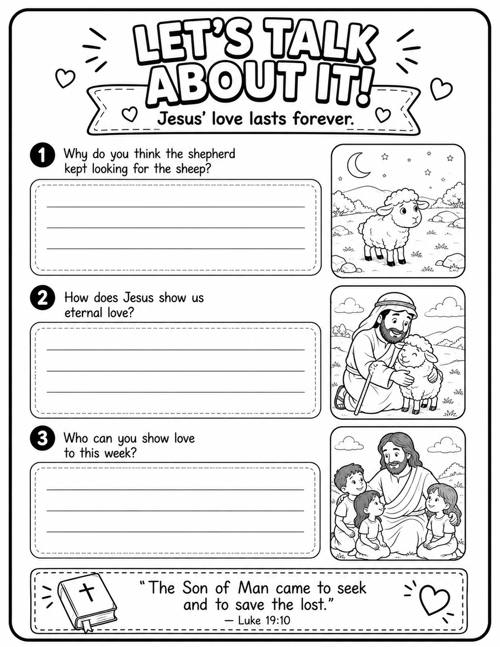 My Friend Jesus: E is for Eternal Love — The Story of the Lost Sheep Printable Pack