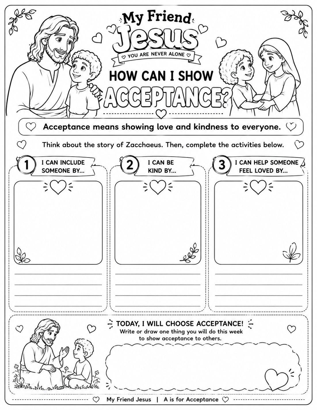 My Friend Jesus | A is for Acceptance Printable Pack