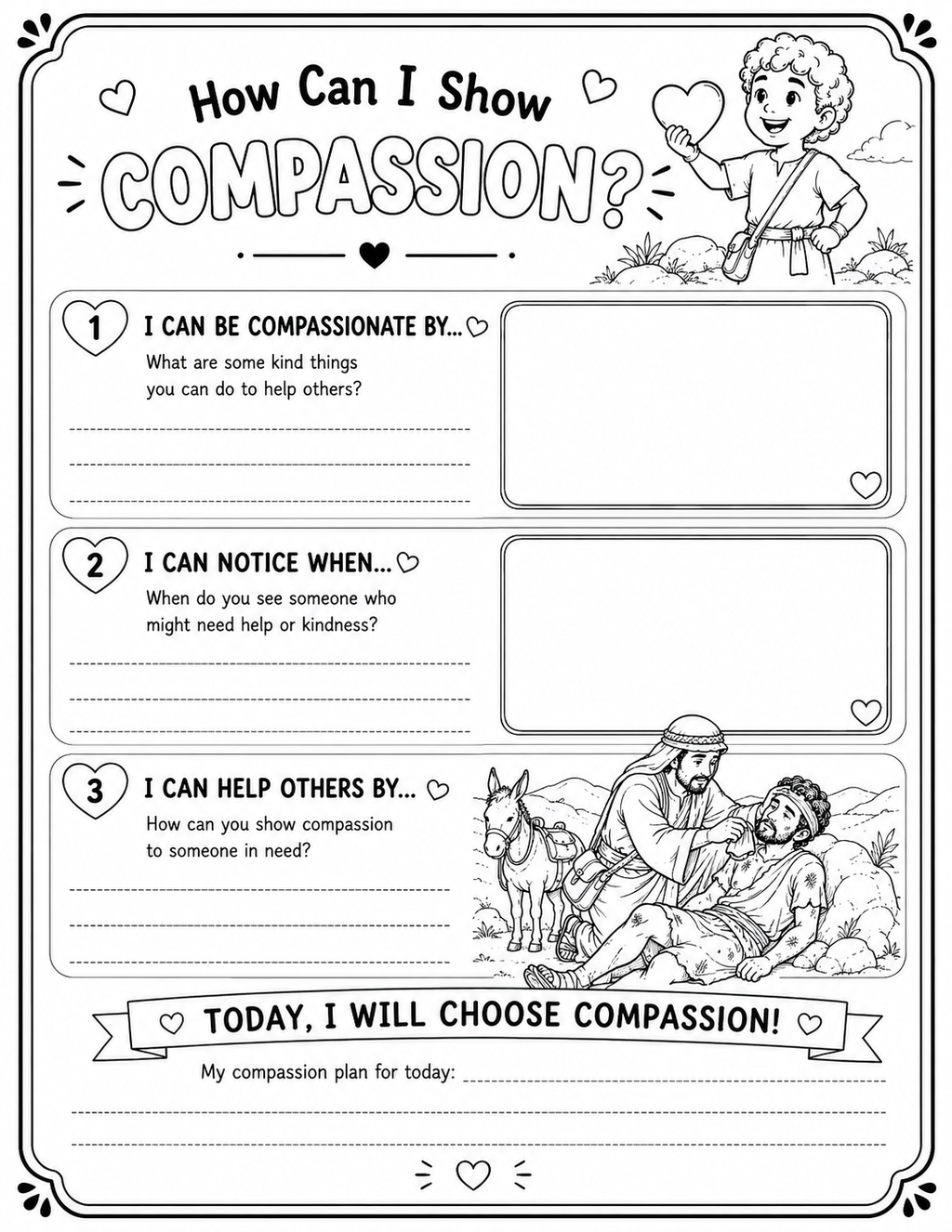 My Friend Jesus: C is for Compassion Printable Pack | The Good Samaritan Bible Activities for Kids