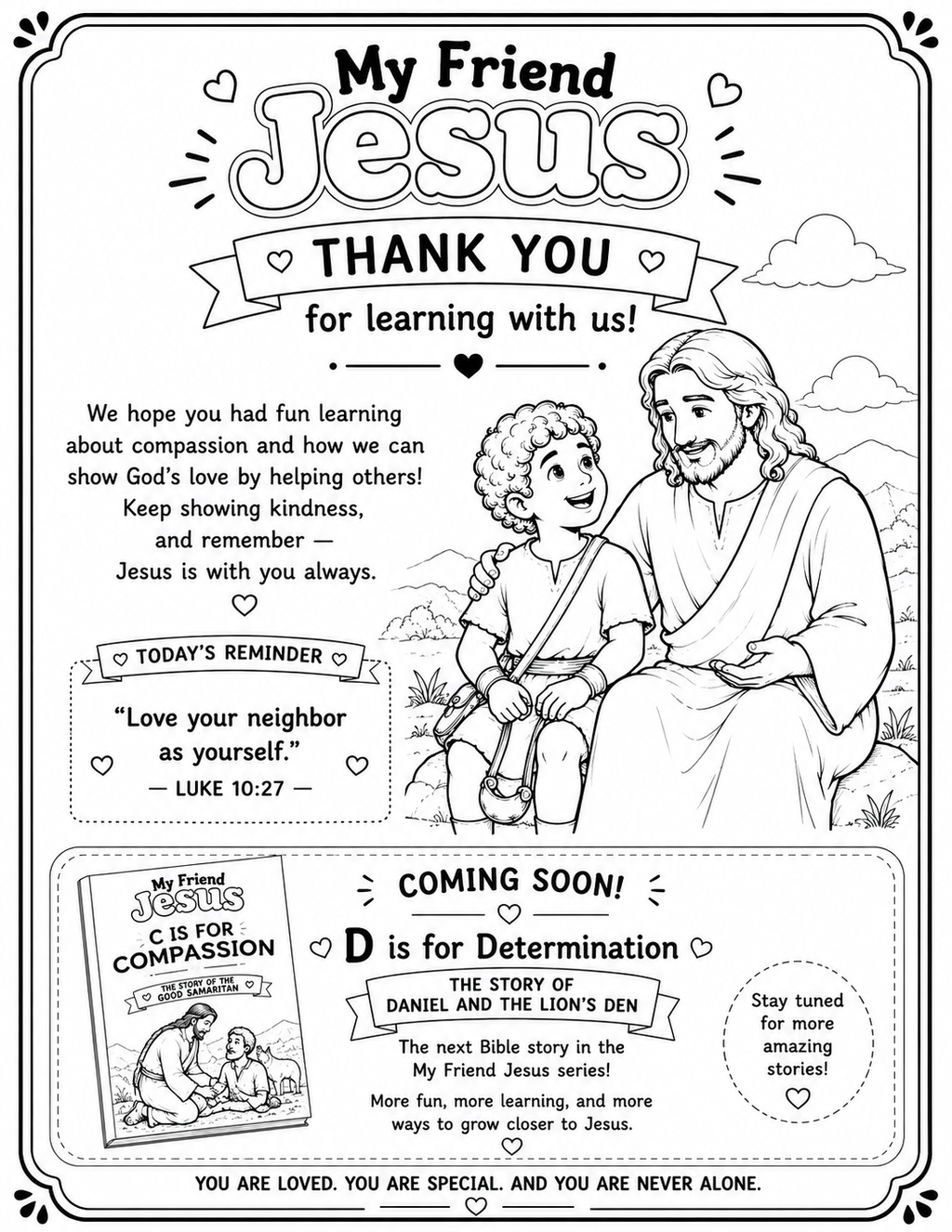 My Friend Jesus: C is for Compassion Printable Pack | The Good Samaritan Bible Activities for Kids