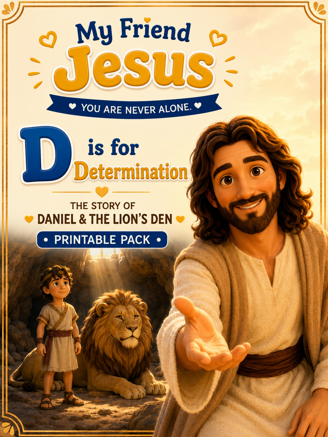 My Friend Jesus - D is for Determination: The Story of Daniel & The Lion’s Den Printable Pack