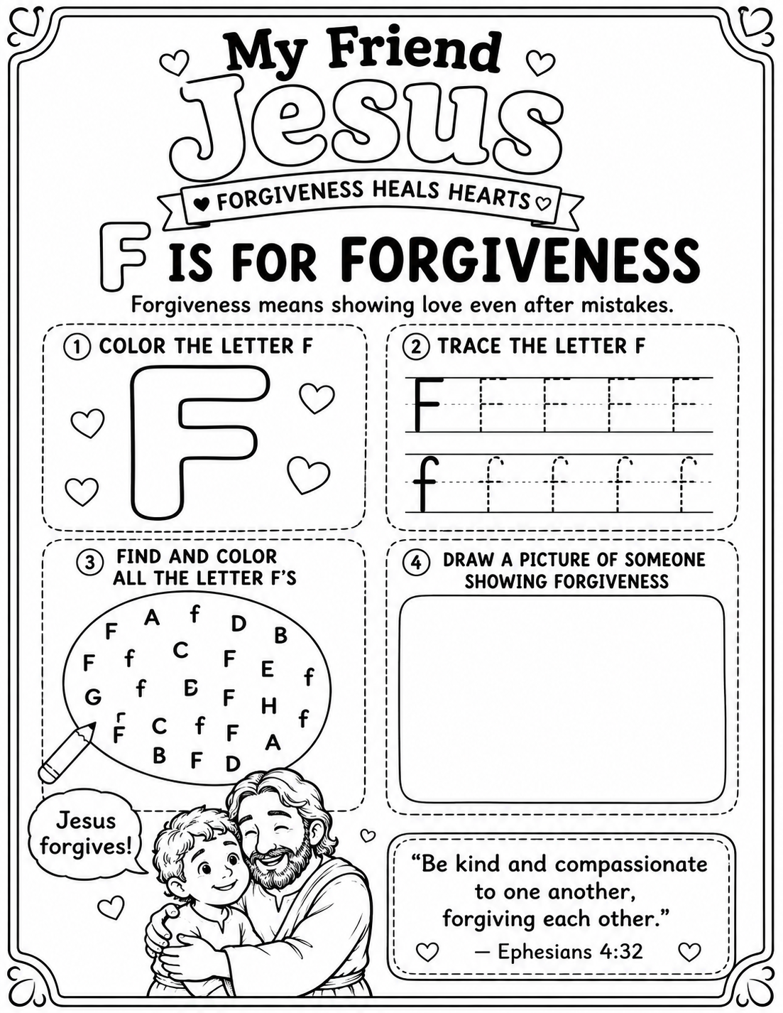My Friend Jesus: F is for Forgiveness Printable Pack | The Prodigal Son Bible Activities for Kids