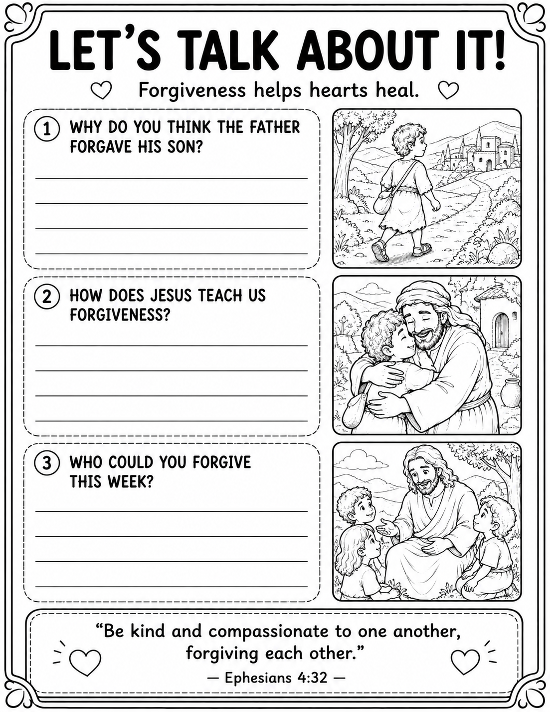 My Friend Jesus: F is for Forgiveness Printable Pack | The Prodigal Son Bible Activities for Kids