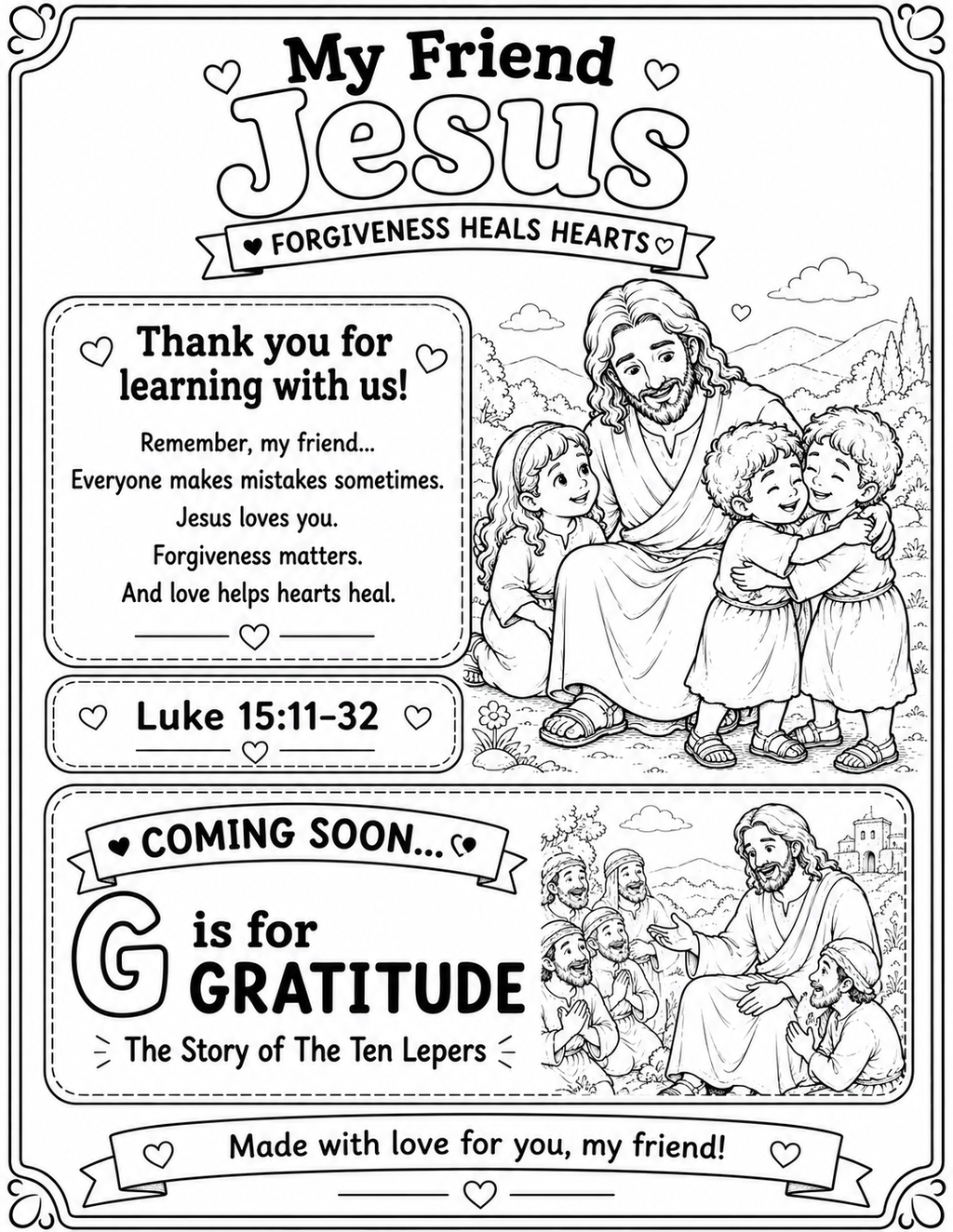 My Friend Jesus: F is for Forgiveness Printable Pack | The Prodigal Son Bible Activities for Kids