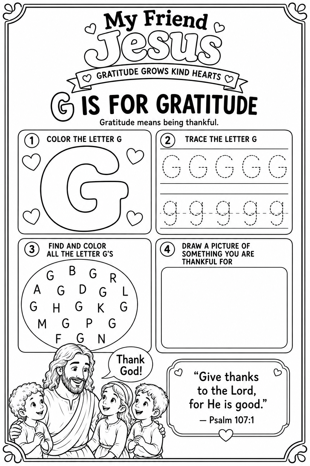My Friend Jesus: G is for Gratitude — Bible Printable Pack for Kids | The Ten Lepers