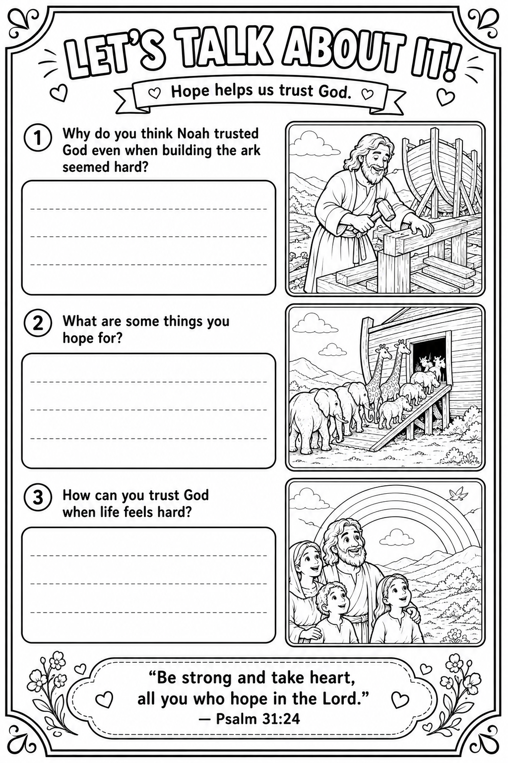 My Friend Jesus: H is for HOPE — Noah’s Ark Printable Activity Pack